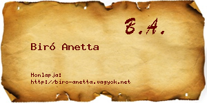 Biró Anetta névjegykártya
