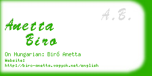 anetta biro business card